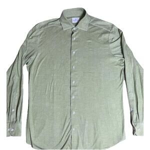 Emanuel Berg Dress Shirt Mens 16/41 (M/L) Green Button Up Modern Fit Long Sleeve